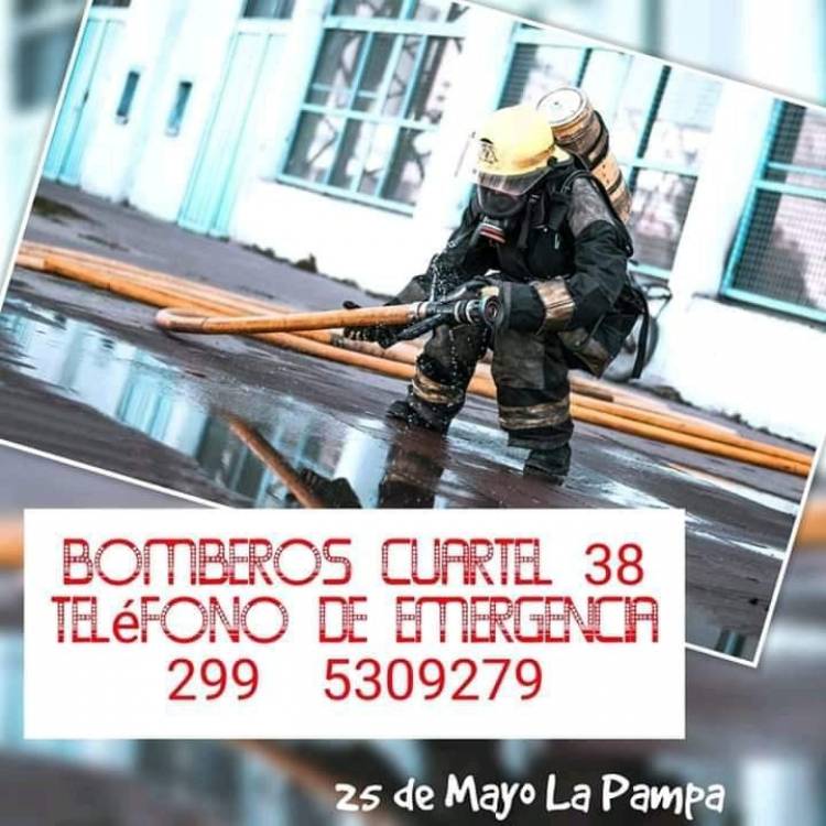 NÚMERO DE TELÉFONO PARA EMERGENCIAS DE BOMBEROS VOLUNTARIOS DE 25 DE MAYO : 2995309279