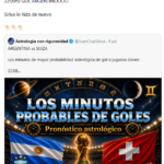 Astrología: Juan Cruz Sirius clavó el minuto exacto del gol de la Selección Argentina ante Suiza